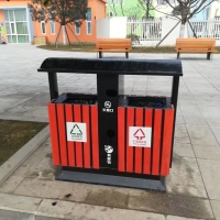 小区物业垃圾桶 钢木分类垃圾箱市政学校果皮箱